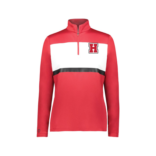 [222791.408.XS-LOGO1] Ladies Bold 1/4 Zip Pullover (Female Adult XS, Red, Logo 1)