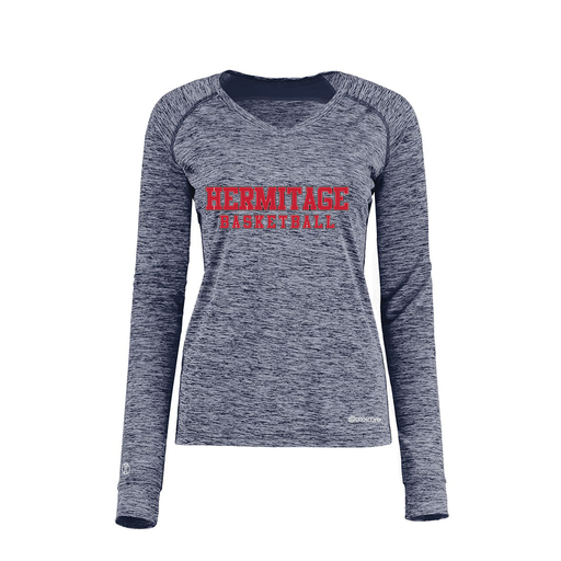 [222770.U22.XS-LOGO2] Ladies Electric Long Sleeve Shirt (Female Adult XS, Navy, Logo 2)
