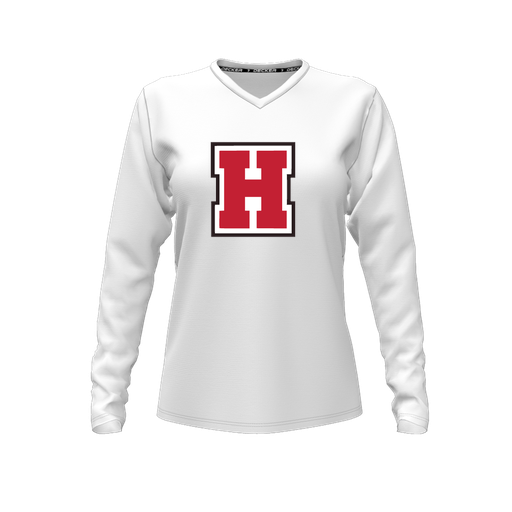 [FTLVCFWH-FYXS-LOGO1] Comfort T-Shirt (Female Youth XS, White, V Neck, Logo 1, Long Sleeve)