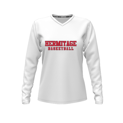 [FTLVCFWH-FYXS-LOGO2] Comfort T-Shirt (Female Youth XS, White, V Neck, Logo 2, Long Sleeve)