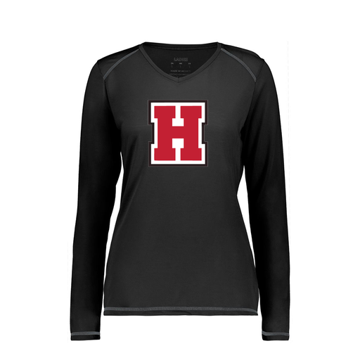[6847.080.XS-LOGO1] Women's SoftTouch Long Sleeve (Female Adult XS, Black, Logo 1)