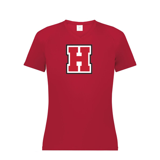 [2792.083.XS-LOGO1] Ladies Smooth Sport V-Neck T-Shirt (Female Adult XS, Red, Logo 1)