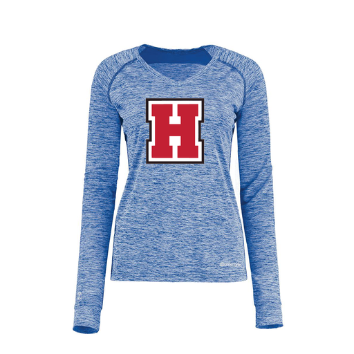 [222770.U55.XS-LOGO1] Ladies Electric Long Sleeve Shirt (Female Adult XS, Royal, Logo 1)
