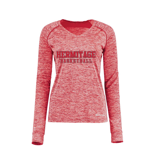 [222770.T20.XS-LOGO2] Ladies Electric Long Sleeve Shirt (Female Adult XS, Red, Logo 2)