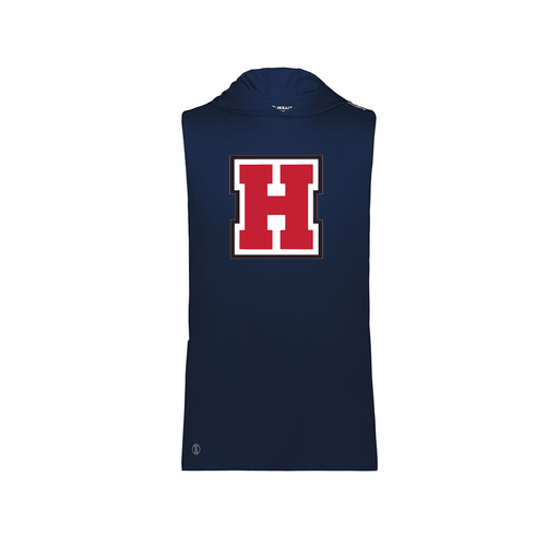 [222590.065.XS-LOGO1] Men's CoolDry Sleeveless Hoodie (Adult XS, Navy, Logo 1)